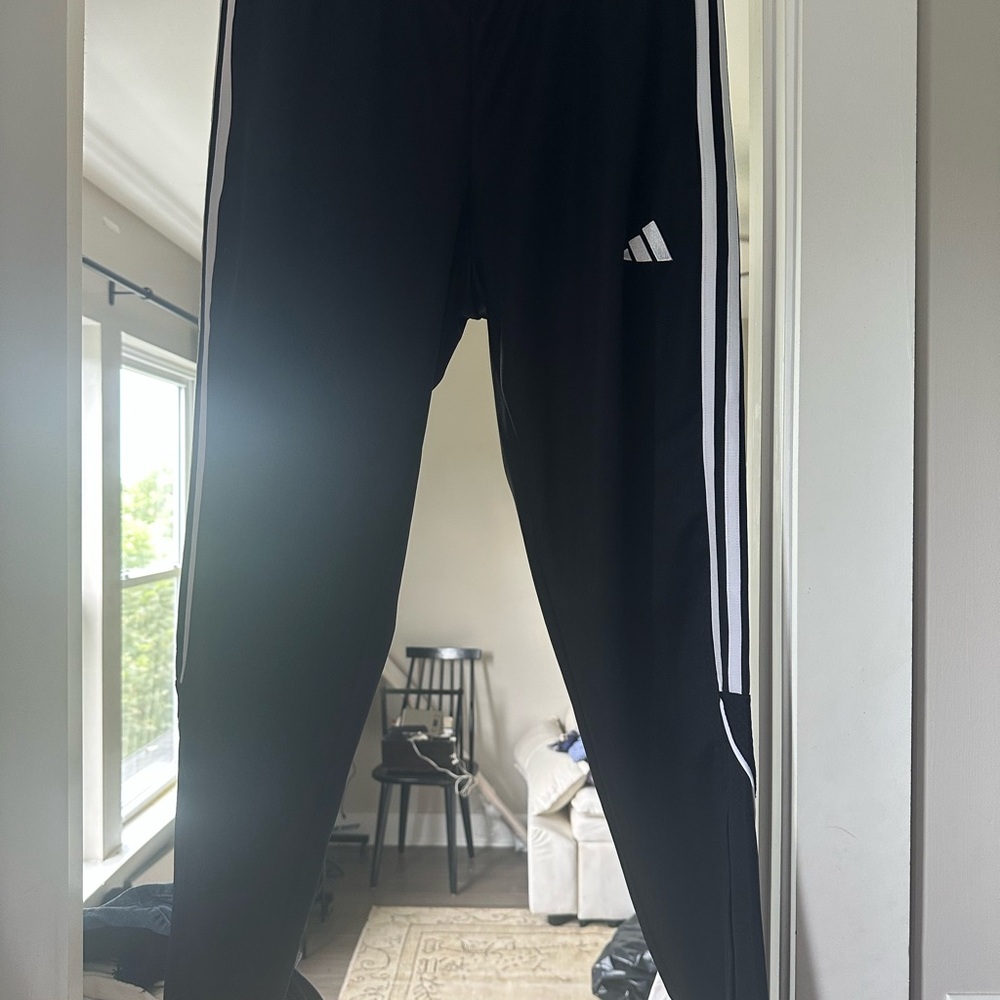 Adidas Black cropped w zip leg Track Pants- M
